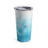 Blue and white tumbler travel