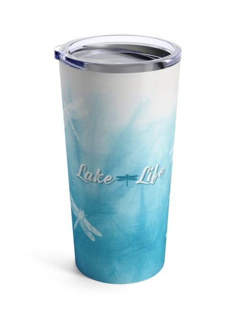 Blue and white tumbler travel