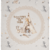 T21 Baby blanket down syndrome white plush with animals and a teepee and text 'extra vibes from my t21 tribe'