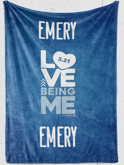custom blanket blue plush fleece with with big love with 3.21 in it and love being me with child's [name]
