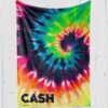 Custom blanket with Tie dye on colorful plush fleece with black,blue,green,orange,pink, yellow and black text personalized [name]
