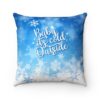 Blue Plush Christmas Pillow with Snowflakes and white lettering 'Baby It's Cold Outside"